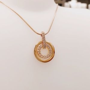 CIRCLE PENDANT, WHITE, ROSE GOLD PLATING